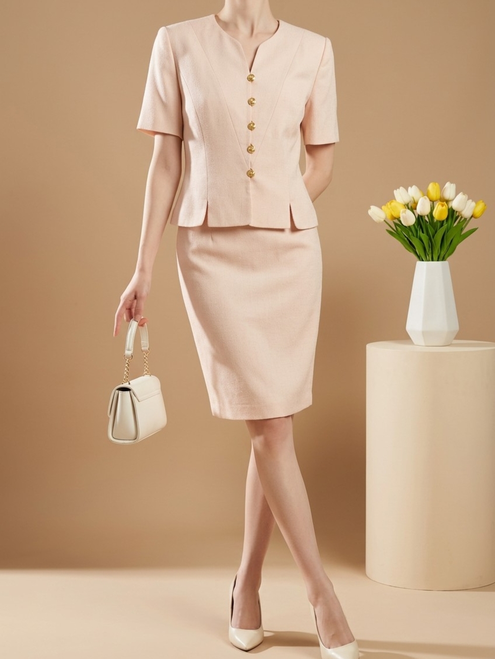 Vintage Kasper Light Pink Suit